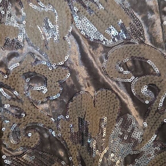 Maje Raneli Sequined Velvet Long Sleeve Mini Dress Argent Small - Picture 5 of 11